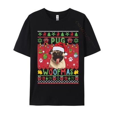Pug Christmas Woof Santa Pug Matching Tshirt Graphic T Shirts 100 Cotton Breathable Tshirt Free Shippping Clothes