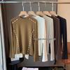 Autumn Women's Round Neck Long Sleeve T-Shirt with Right Angle Shoulders - Korean Basic Style