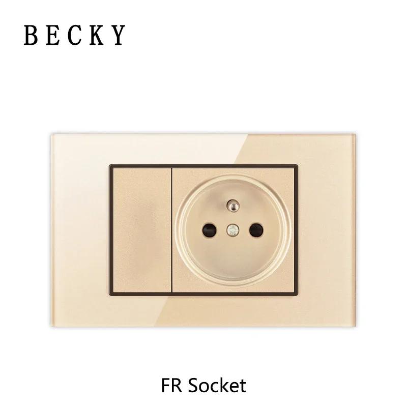 118 Type Gold Piano Key Tempered Glass Reset Switch Fashionable Switch Socket Universal Socket Home Hotel Office Decoration
