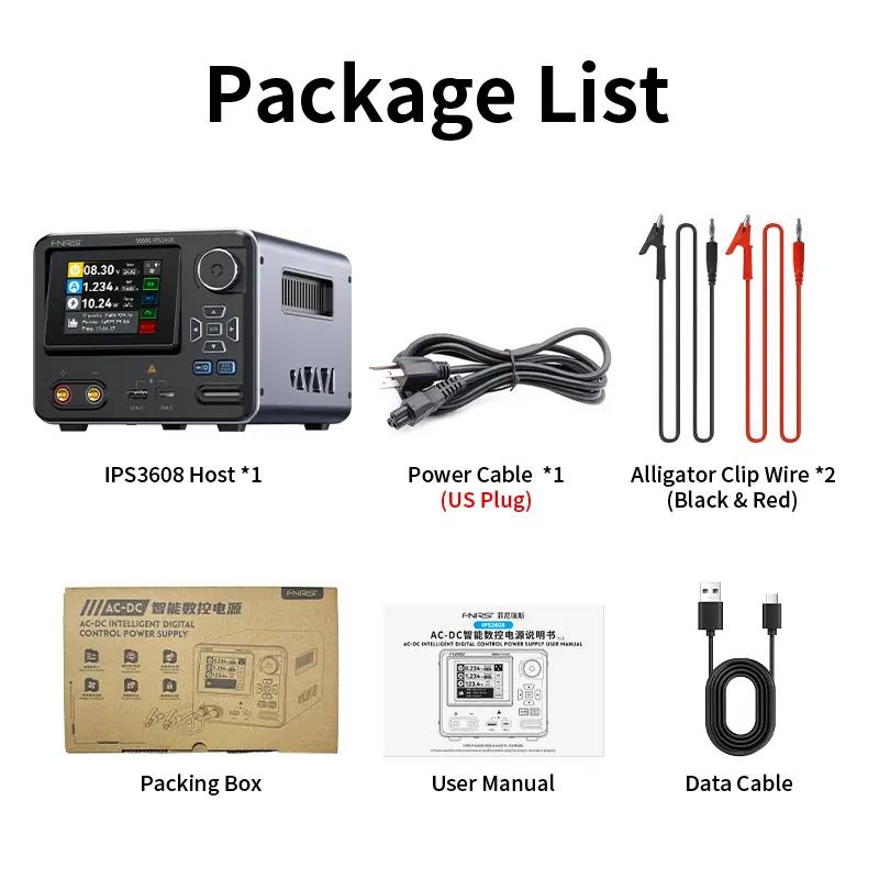

FNIRSI IPS3608 Регульований блок живлення постійного струму 36 В 8 А 285 Вт Лабораторний настільний блок живлення Регулятор напруги та струму Інтерфейс USB Type-C