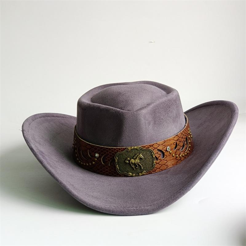 Heart Shaped Cowboy Hat Horse Head Leather Accessory Western Cowboy Hats Vintage Big-edge Gentleman Cowgirl Jazz Hat Holidays