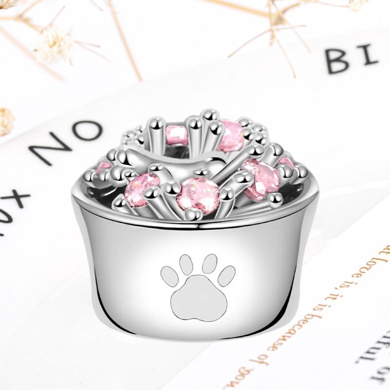 DIY Sparkling Paw Print Charm Beads for Pet Cat Dog Bracelets Jewelry Gifts Accessories
