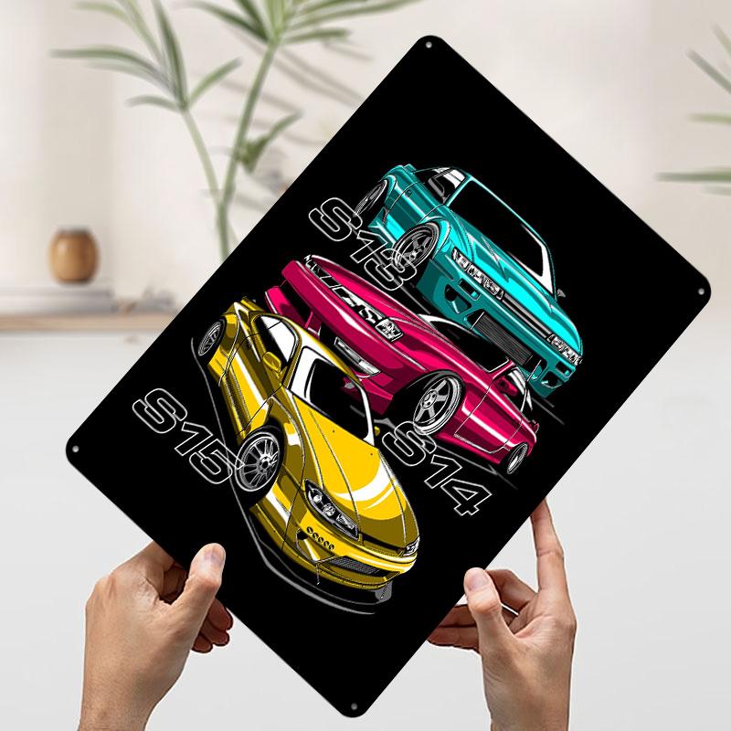 

Sports Car Silvia S13 Office Decoration Gaming S14 Home Decorations Bar Accessories House Desk Decor Wall Art of Murals Interior 20x30cm（7.8x11.8inch）