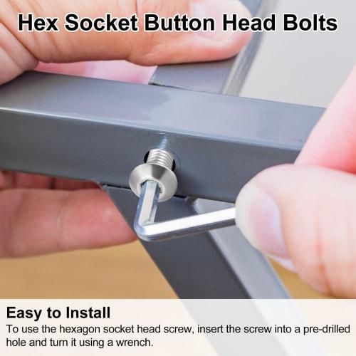 Uxcell M5x40mm 304 Stainless Steel Hex Socket Head Machine Screws, Round Head Bolts, Pack of 10