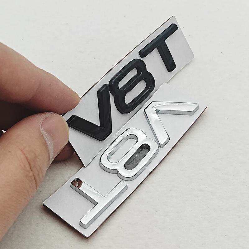 3D Metal V8T Logo Car Rear Trunk Side Fender Car Emblem Badge Sticker Decal For Audi RS6 RS7 RS A8 Q8 S8 SQ7 SQ8 Car Accessories