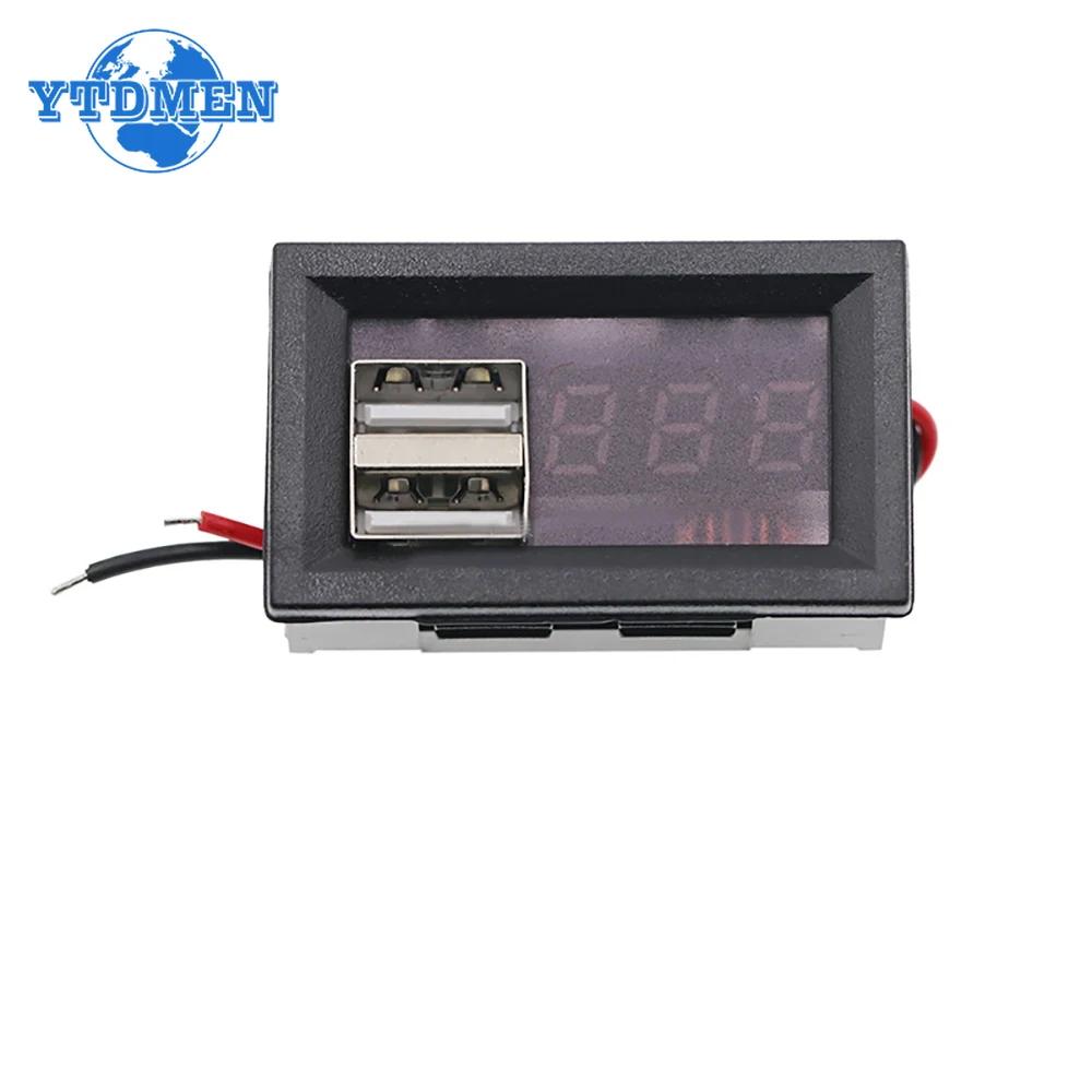 LED Digital Display Voltmeter Mini Voltage Meter Battery Tester Panel for DC 12V Cars Motorcycles Vehicles Dual USB 5V 2A Output