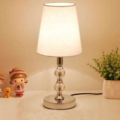 Stolní lampa Crystal Noční lampa Nordic Mini LED stolní lampa Do ložnice Obývací pokoj Dětský pokoj Knihovna Lněná látka E27 EU Plug