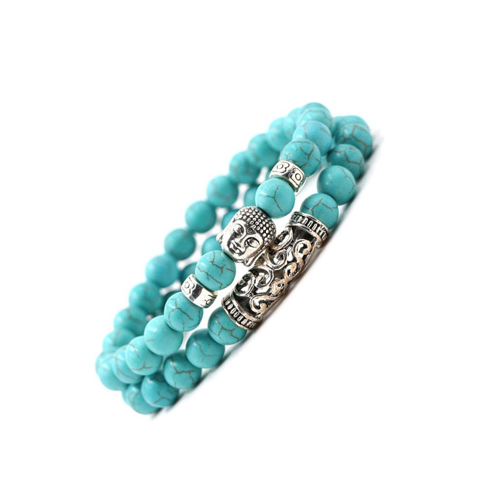 Womens Stone Bracelet Memorable Natural Stone Beads Bracelet Elegant Light Elastic Turquoise Buddha Jewelry Meaningful Beauty