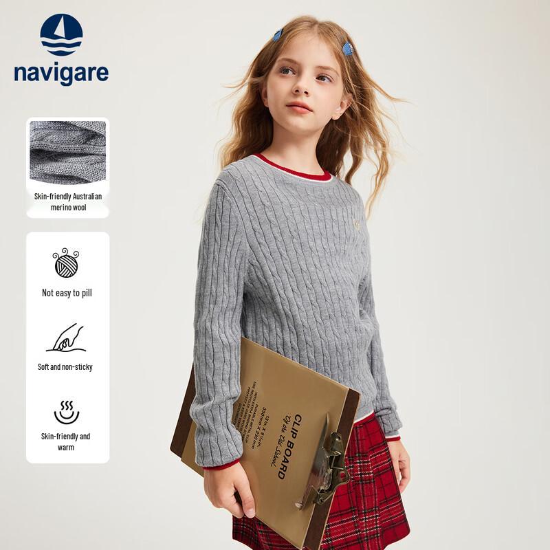 

Navigare Girls College Style Cable Knit Sweater 160