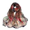 Summer Embroidered Silk Scarf Breathable Smooth Long Wraps Silk Sun-Resistant Bandana for Women