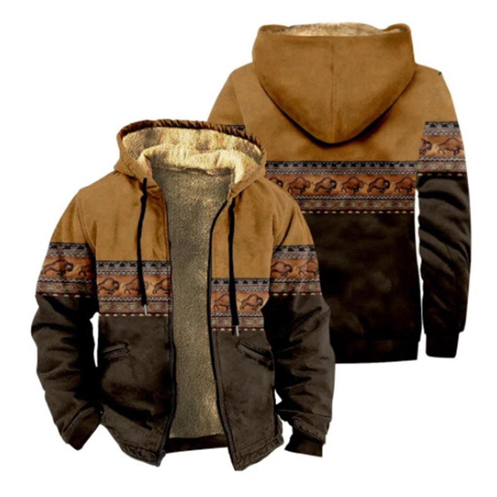 Autumn/Winter Retro Arctic Velvet Hooded Men's Sweatshirt