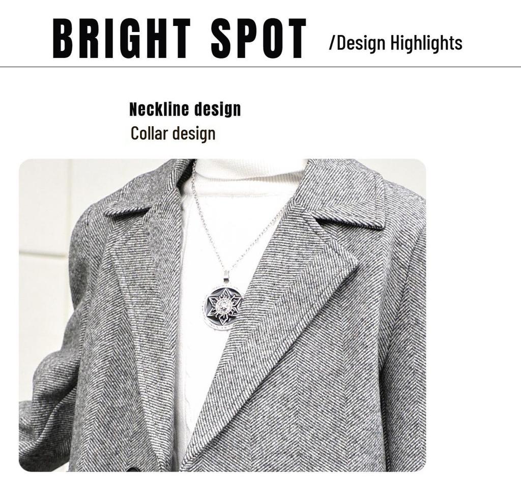 Boys' Mid-Length Wool Trench Coat - Stylish and Warm Korean-Style Overcoat for Autumn and Winter