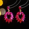 European and American Luxury Colorful Rhinestone Flower Stud Earrings for Women