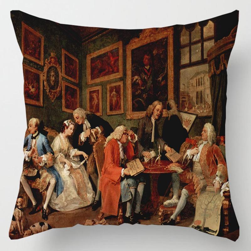 European Court Figures Throw Pillow Cover With Short Plush Print For Living Room Sofa Decoration Cushion Cover Pillow Covers