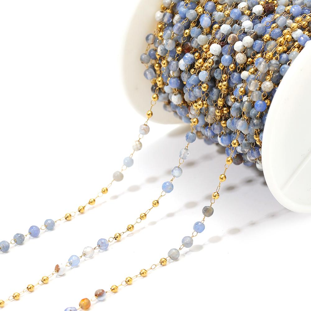 1 Meter Stainless Steel Beaded Triangle Glass Crystal Chains for DIY Jewelry Findings Necklace Bracelet Supplies Earrings Making