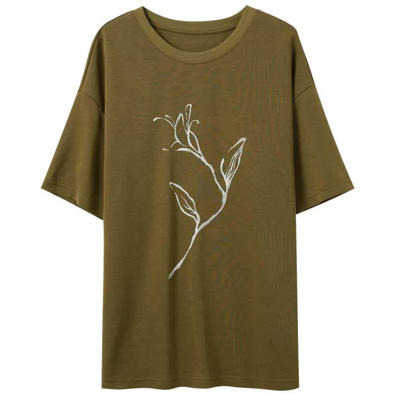 Sancai Floral Print New Chinese Style T-Shirt
