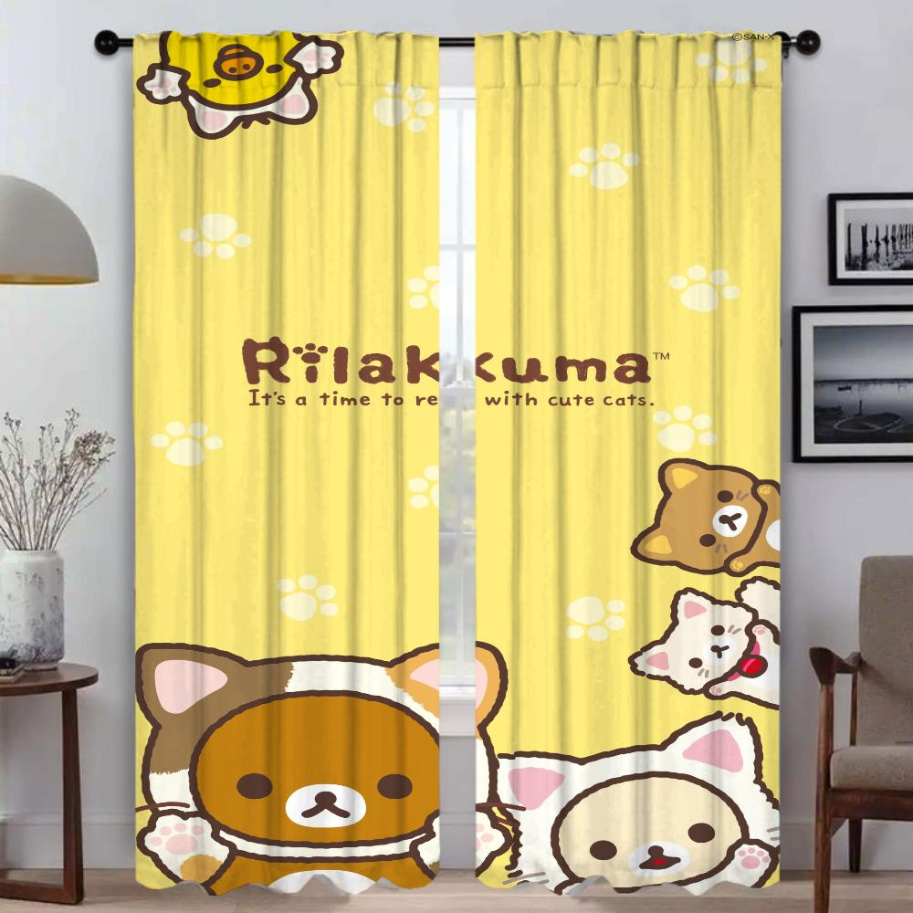 

Шторы Рилаккума для гостиной, шторная перегородка, тюль для спальни, кухонные шторы, 2 штуки, украшение на Хэллоуин, шторы W50xH70cmx2pcs-CL