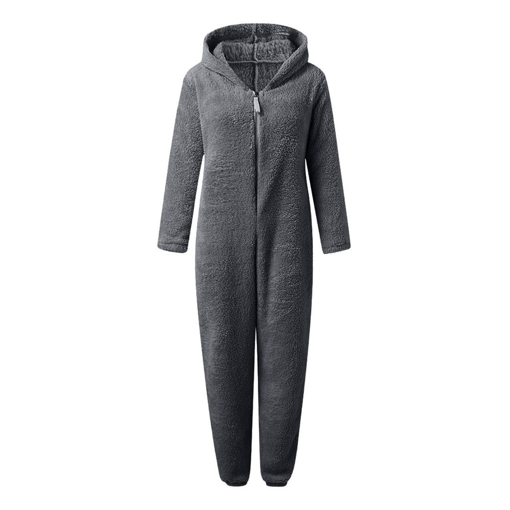 Femmes Portant des Chapeaux Ours Oreilles Combinaison Peluche Pyjama Vêtements d'Intérieur