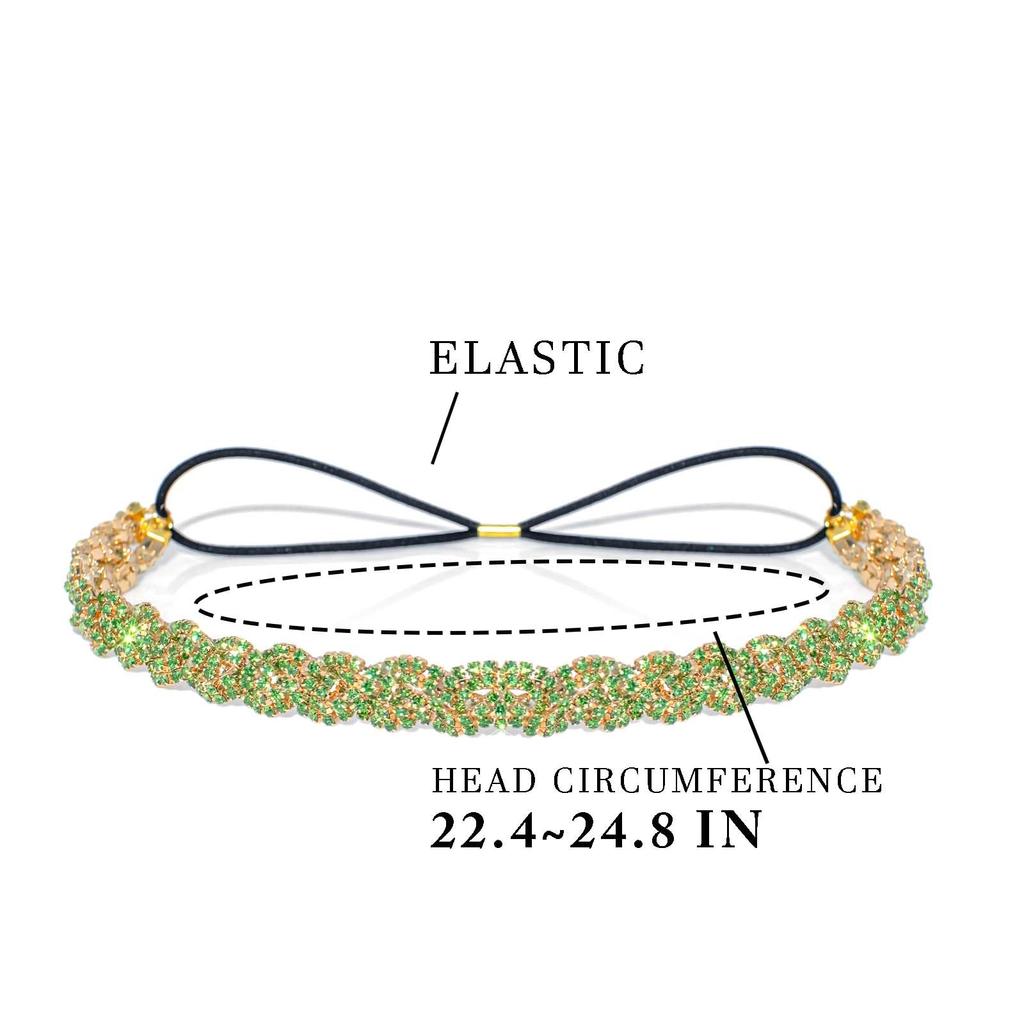 Crystal Hairband with Simple Headband for and Gift for Women Gold and Rhinestones, Fashionable, Classic, Parties, Dates, Concerts, More. (Free, Green)