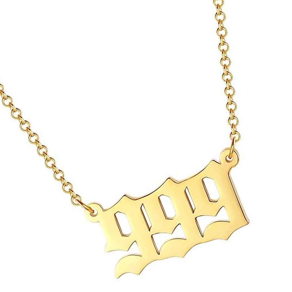 Number Charm Necklace Golden Women Universal Ladies Stainless Steel Choker Jewelry Neck Chain Long Accessories