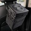 Car Seat Back Organizer Foldable Backseat Organizer Box Classic Black Design Car Chair Back Garbage Bag For Paper Towels Drinks