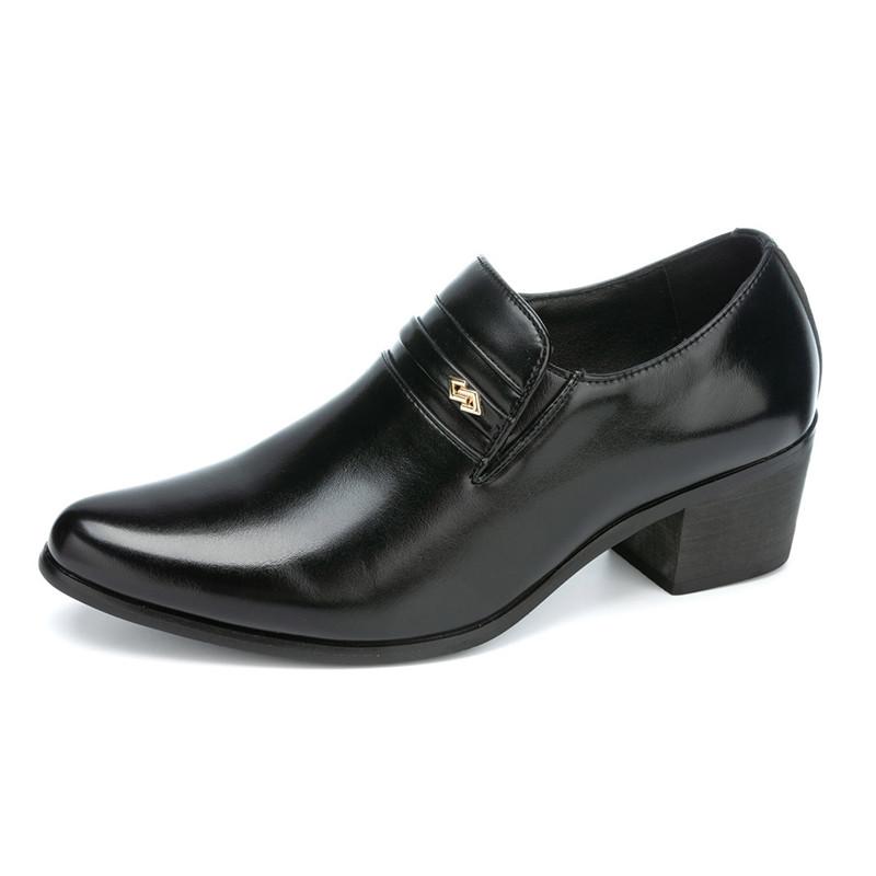 New Designer Pointed Thick-soled Height Increasing Cuban Shoes For Men Formal Wedding Homecoming Drss Sapato Social Masculino