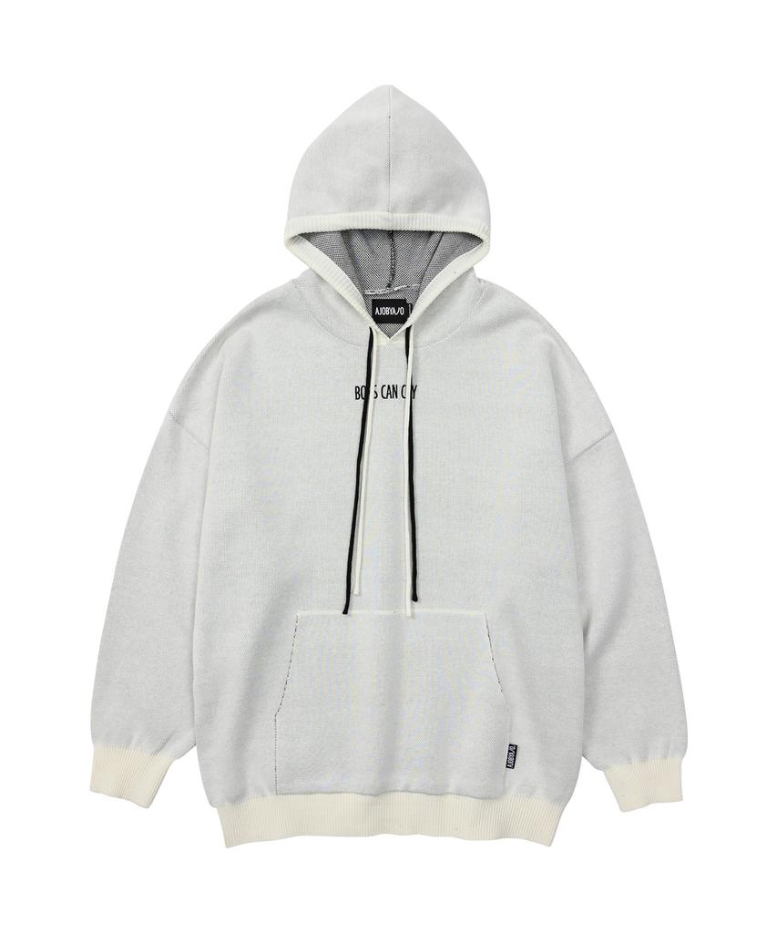 Crying Boy Cotton Knit Hoodie [Ivory]