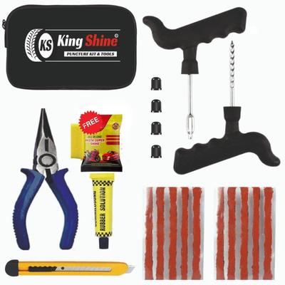 8-in-1 Tubeless Tyre Puncture Repair Kit for Car, Bike, Scooter & SUV – Universal Emergency Flat Tire Fix Tool Set with Storage Bag (Assorted)