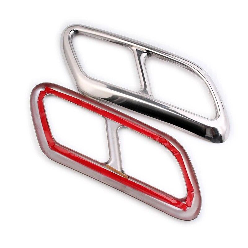 Car Rear Dual Exhaust Muffler End Pipe Sticker Cover Trim For Volvo 2016- S90 V90 S60 Steel Chrome Muffler Part Accessories