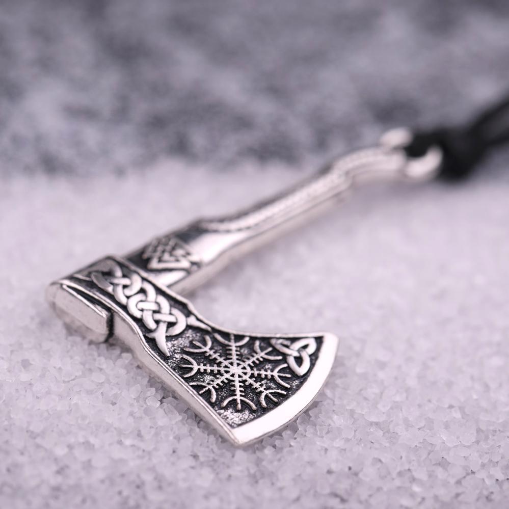 Viking Axe Necklace for Men Norse Runes Compass Pendant Vintage Amulet Jewelry Male Boy Gifts