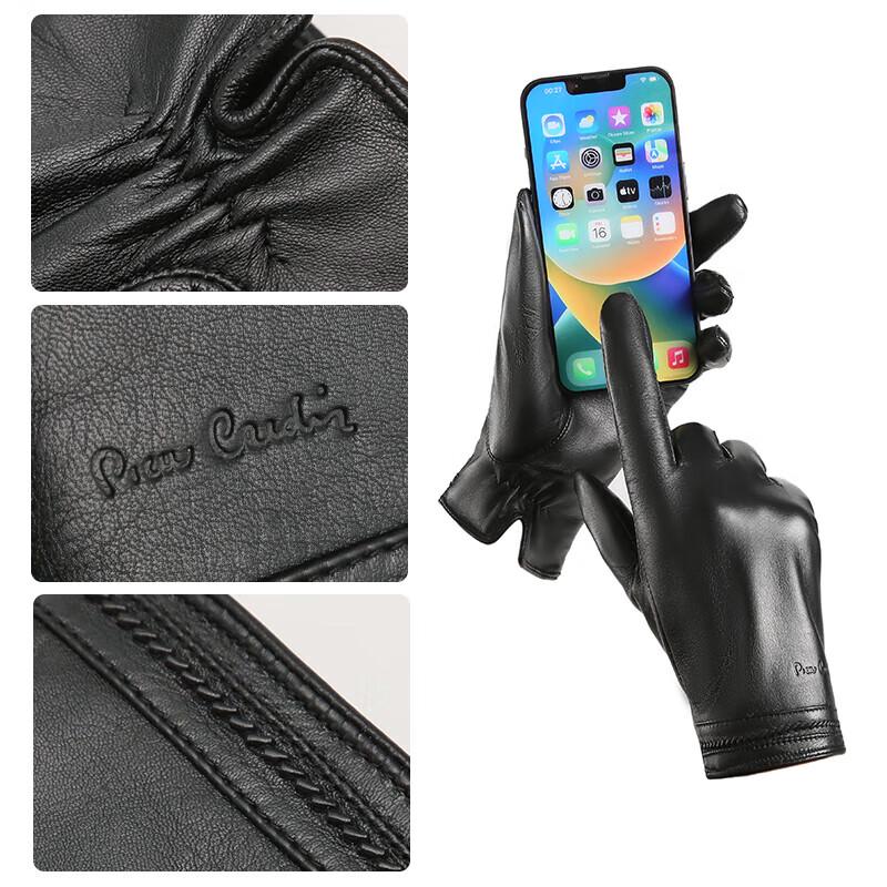 Pierre Cardin Women's Goat Leather Touchscreen Riding Gloves