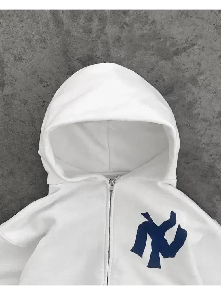 GLYDE Harajuku Retr Nový Vzor Tisk Kvetoucí Svetr Mikina s Kapucí Y2K Street Hip-Hop Ležérní Volná Mikina Párový Vrchol