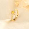Faux Yellow Crystal Women Ring Rhinestone Inlay Opening Adjustable Wedding Party Golden Finger Ring Fashion Jewelry Gift
