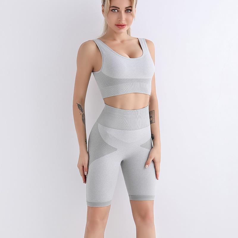 JYL Seamless Long Sleeve Pants Quick Dry High Waist Set L морская волна