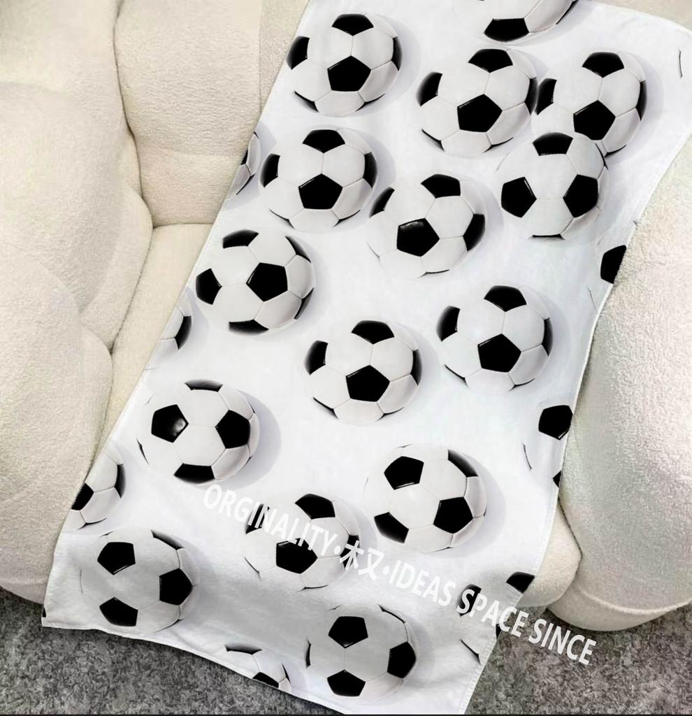 Soccer Ball Print Beach Towel Patterned Sunscreen And Windproof Suitable For Swimming Pool Camping Travel Blanket