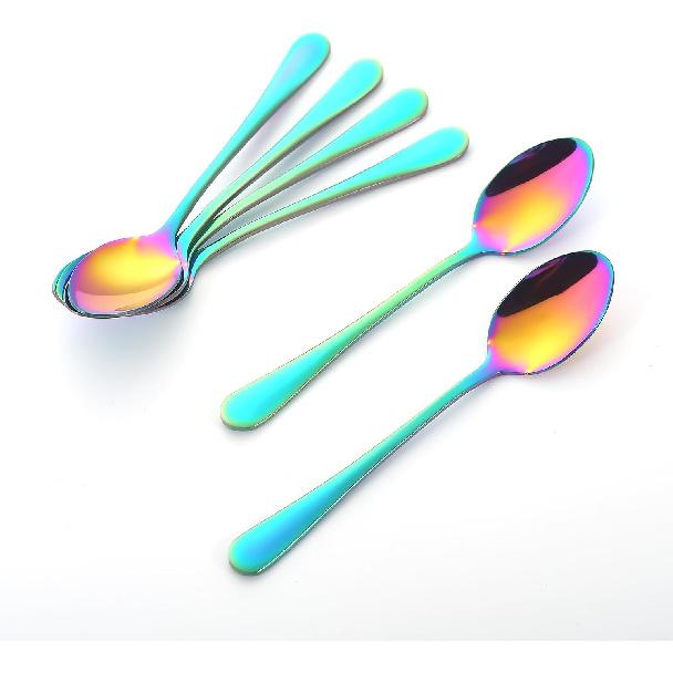 Espresso Spoons, Tea Spoons Set of 6, Mini Coffee Spoon, 4.7" Stainless Steel Small Spoon Set for Coffee, Tea, Dessert, Appetizer, Sugar, Dishwasher