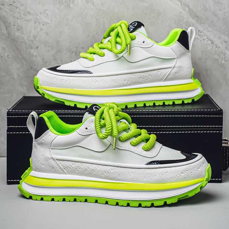 2025 Neue Herren Chunky Plateau Sneaker Mesh-Einsatz Zweifarbig Low-Top Atmungsaktiv Komfortabel Trendig Lässige Sportliche Schuhe für Herren