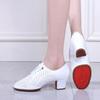 New Latin Dance Shoes Women Hollow Out Leather Women Shoes Ballroom Dance Shoes Closed Toe White Rubber Soles