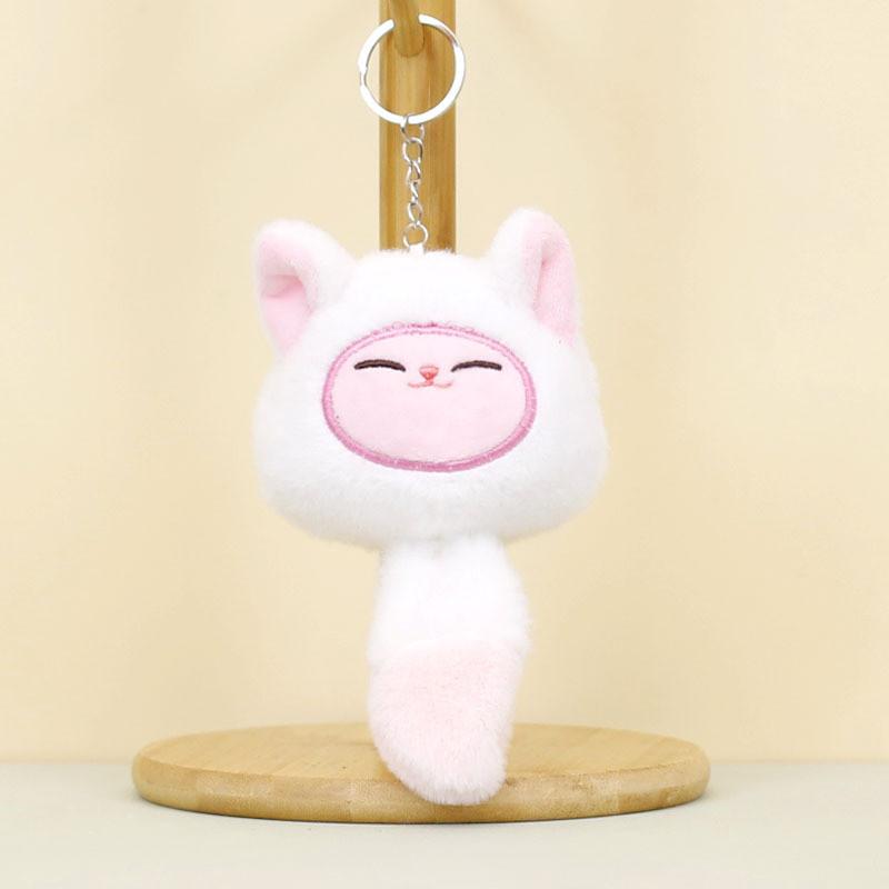 Adorable Plush Cat Keychain Cute Soft Stuffed Animal Bag Charm For Couples In Multiple Colors