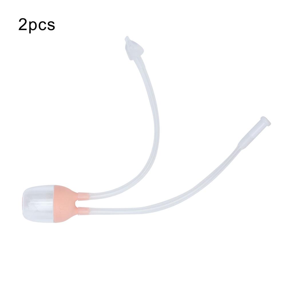 2pcs Infant Nasal Aspirator Soft Silicone Baby Snot Cleaning Nasal Sucker Nose Care ToolsPink