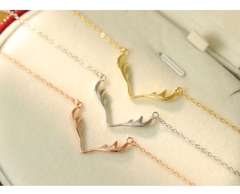 Banyan Baum S925 Silber Koreanischer Waldstil Elch Anhänger Halskette für Frauen