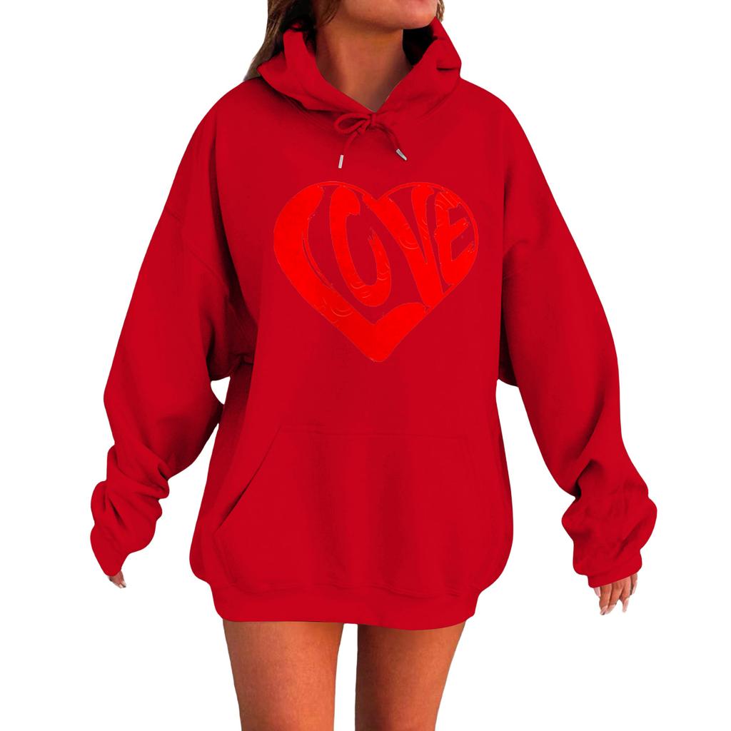 Women's Loose Comfortable Casual Fashionable Love Printed Long Sleeved Sweatshirt