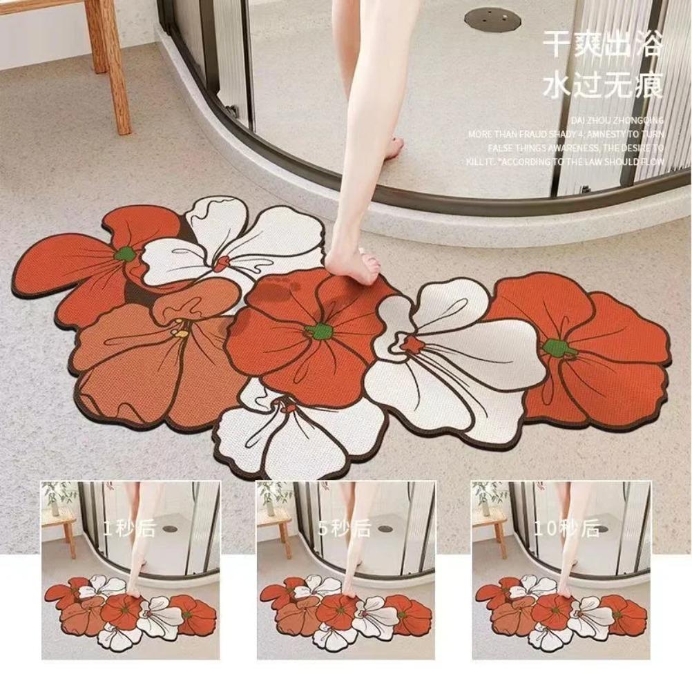 Cherry Blossom Bathroom Rug Super Absorbent Bath Mat Non-slip Entrance Diatomite Mat Doormat Toilet Carpet Bathroom Accessories