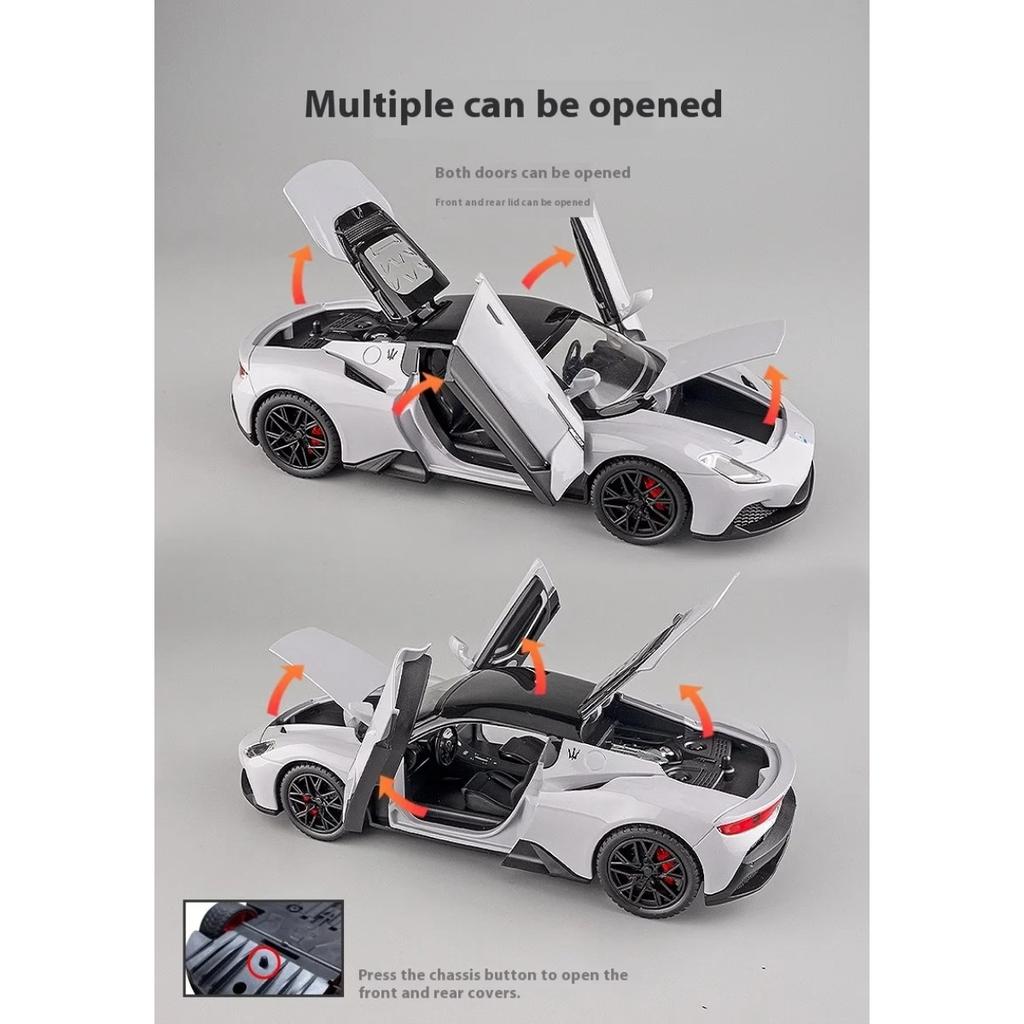 Diecast 1/22 Maserati MC20 Super Sports Car Alloy Model Sound & Light Pull Back Toy Boy Sports Car Toy Birthday Present for Kid