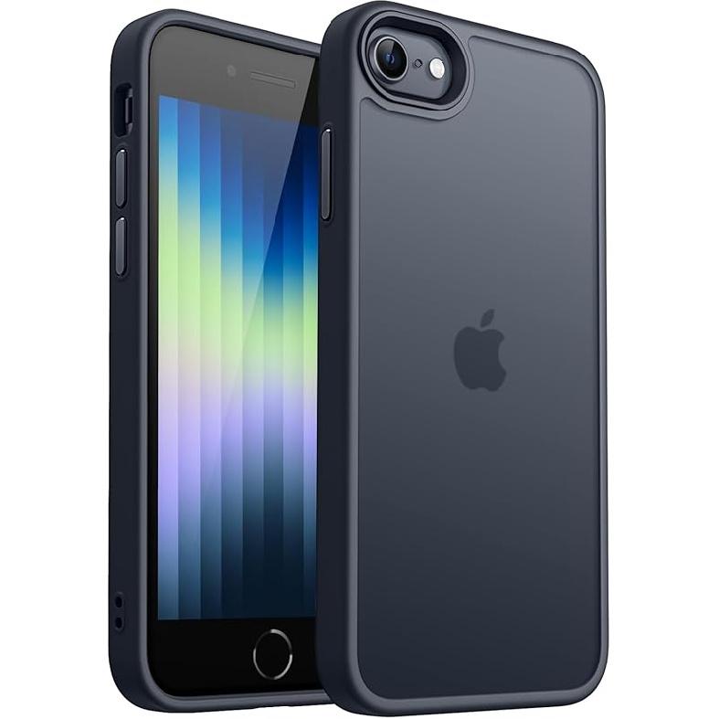 CANSHN Magnetic Case for iPhone SE/8, Built in Magnets Compatible with MagSafe, Translucent Matte Back Phone Cover for iPhone 8/SE 2/3 (4.7 ) Frosted A-Black