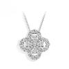 Silver Moissanite Diamond Loop Full Motif Pendant Clover Diamond White Gold Necklaces for Women Girls Jewelry Gift
