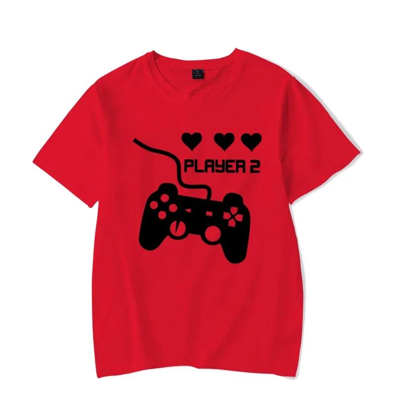 Couple T Shirt Layer 1 and Player 2 Game Graphic Tshirts Harajuku Men Women Tee Shirt Summer Short Sleeve Lovers Couple T-shirt