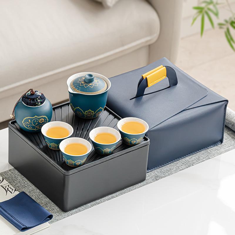 Travel tea set Outdoor simple portable teapot Household Kung Fu tea set Kuaike cup business gift