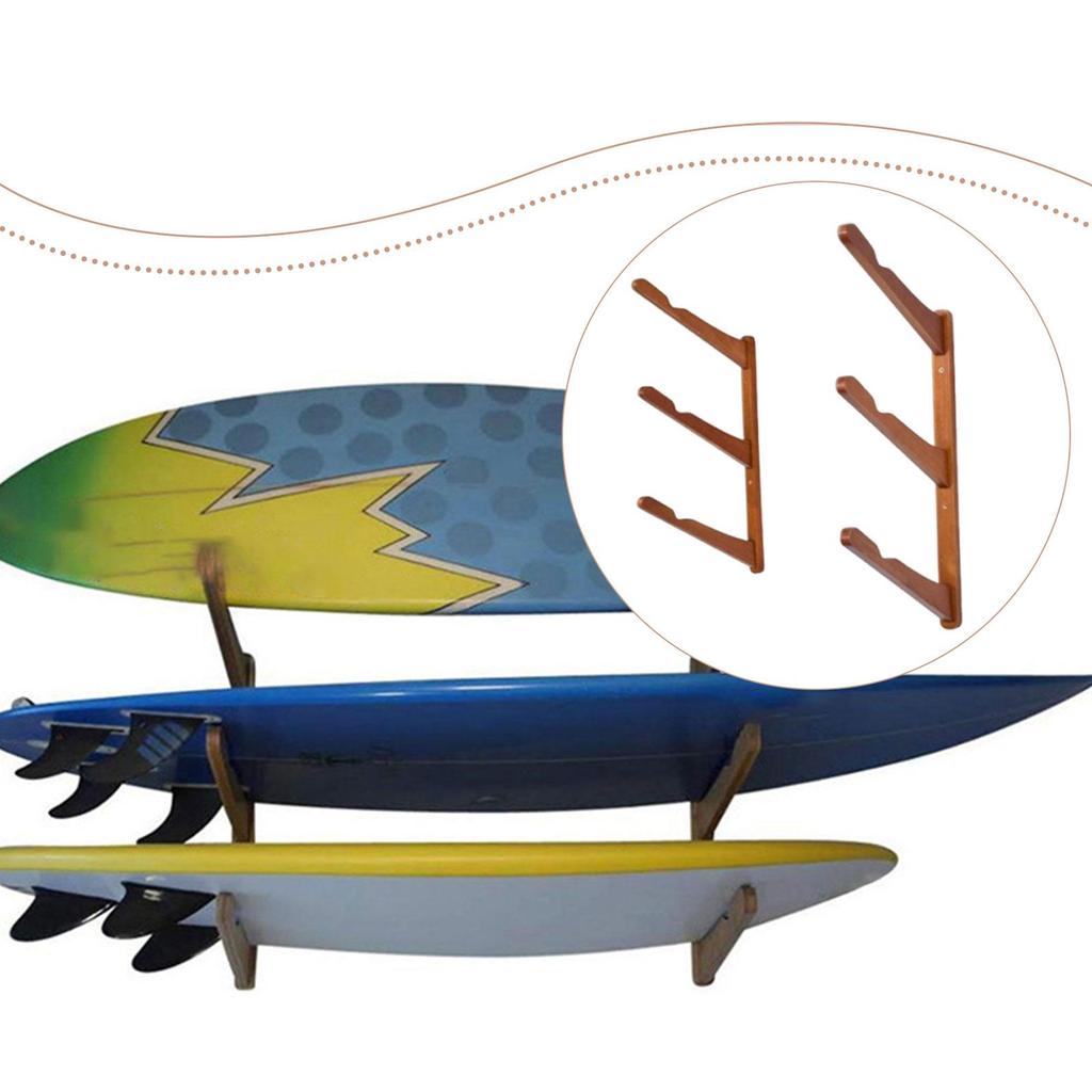 Bamboo Surfboard Storage Hanger Wall Mounted Durable Board Organizer Easy to Install Space Saver for Club Garage