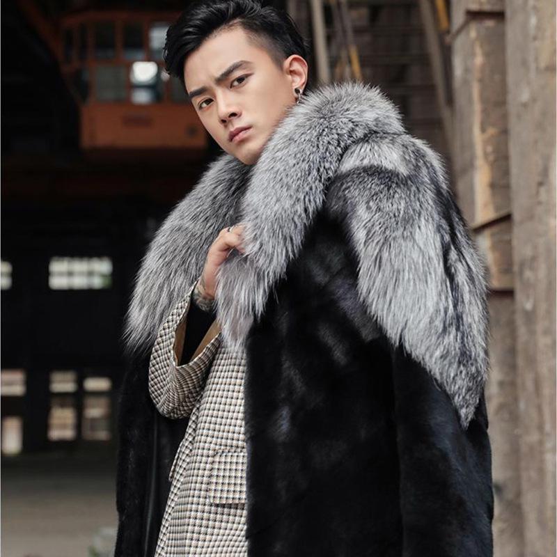 Men's Long Mink Fur Trench Coat - Winter Warm Casual Plus Size European & American Style